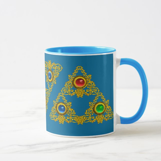 MAGIC ELFIC TALISMAN /GOLD TRIANGLE WITH GEMSTONES MUG (Right)