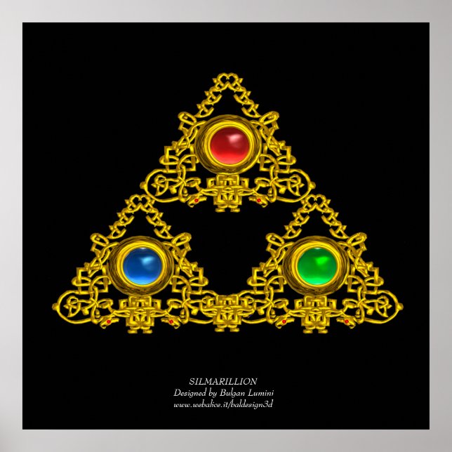 MAGIC ELFIC TALISMAN /GOLD TRIANGLE WITH GEMSTONES POSTER (Front)