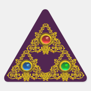 MAGIC ELFIC TALISMAN /GOLD TRIANGLE WITH GEMSTONES STICKER