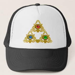 MAGIC ELFIC TALISMAN /GOLD TRIANGLE WITH GEMSTONES TRUCKER HAT