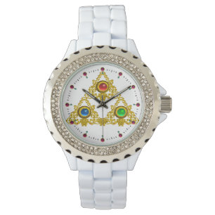 MAGIC ELFIC TALISMAN /GOLD TRIANGLE WITH GEMSTONES WATCH