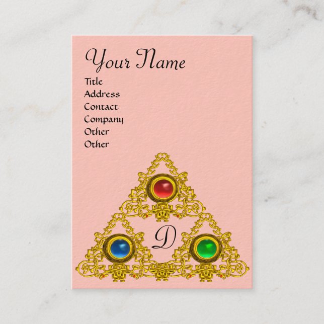 MAGIC ELFIC TALISMAN MONOGRAM,pink Business Card (Front)