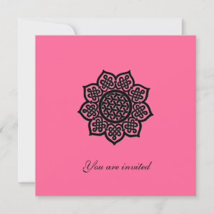 MAGIC EVENT Pink Black Celtic Knot Flower Invite