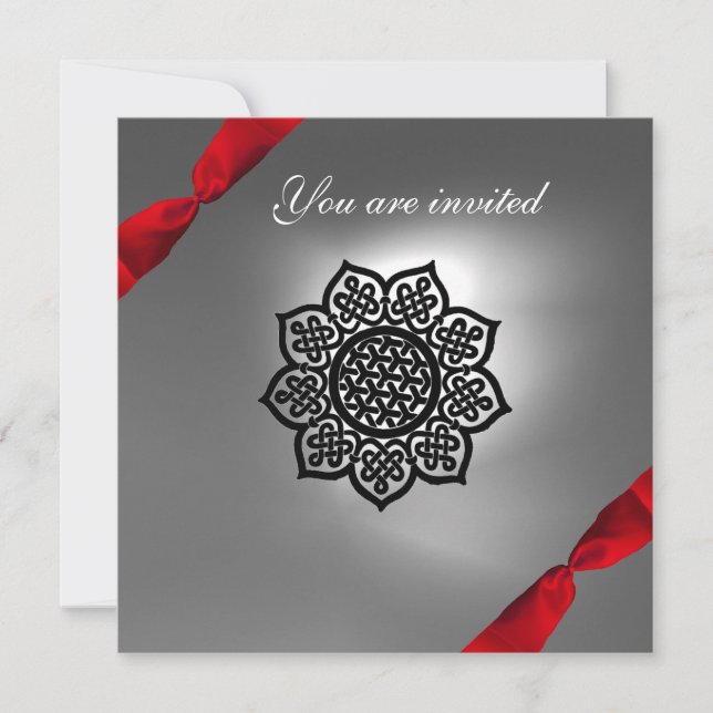 MAGIC EVENT ribbon white red Invitation (Front)