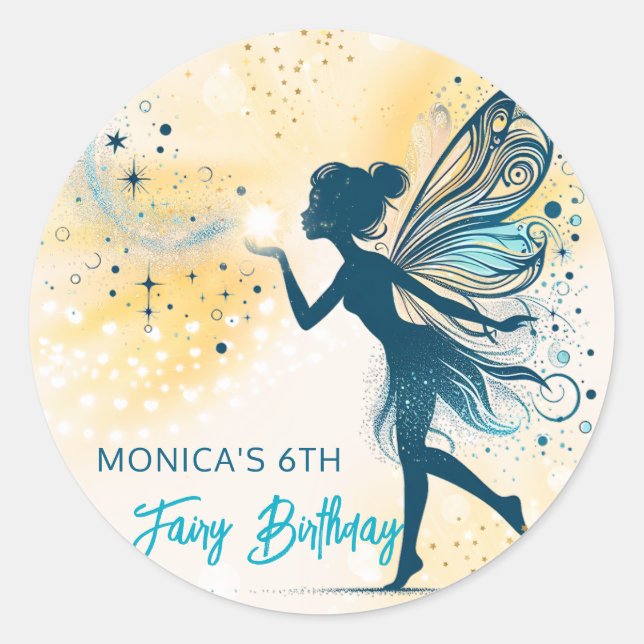 Magic Fairy dust and stars kids birthday Classic Round Sticker