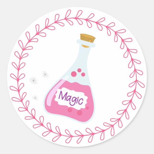 Magic Fairy Girl's Birthday Party | Magic Potion Classic Round Sticker (Front)