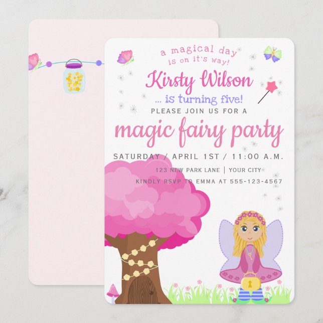 Magic Fairy Party | Girl's Birthday Celebration Invitation (Front/Back)