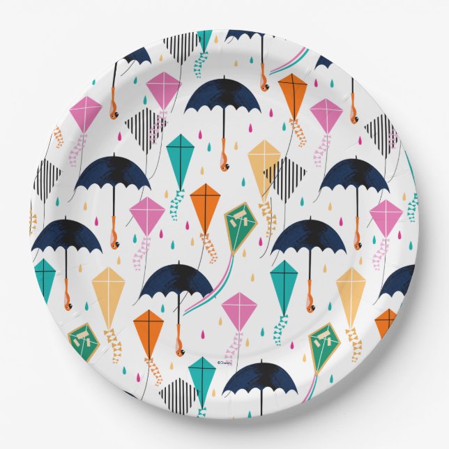 Magic Fills the Air Kite Pattern Paper Plate (Front)