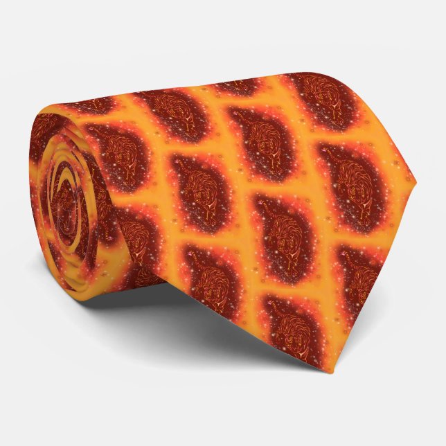 Magic Fire Tigers Running In Galaxy Starry Night Tie (Rolled)