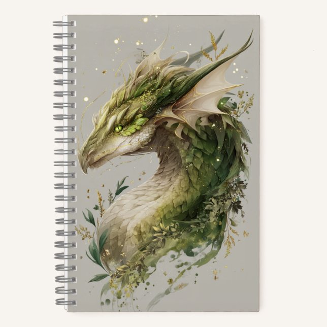 Magic Floral Green Dragon Journal (Recto)