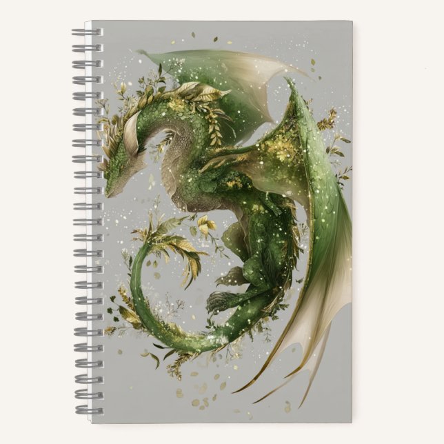 Magic Floral Green Wyvern Dragon Journal - Complet (Recto)