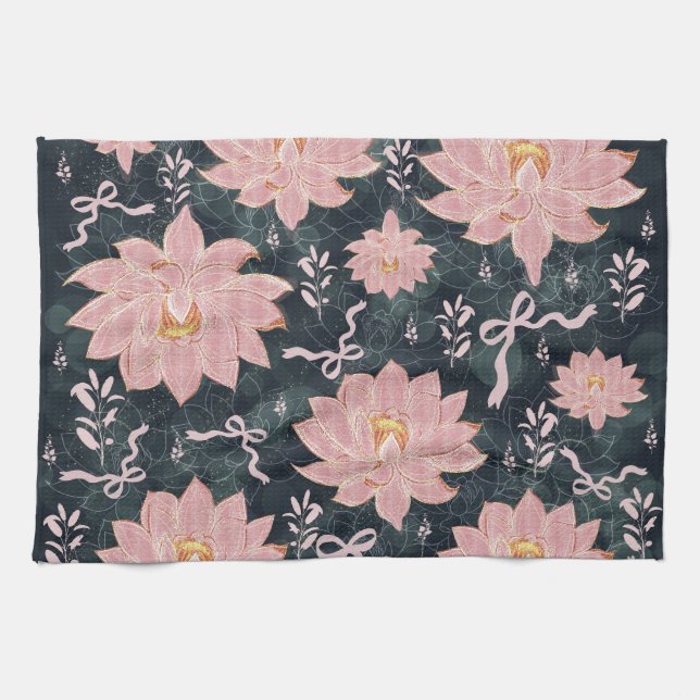 Magic florals with glitter design  kitchen towel (Horizontal)
