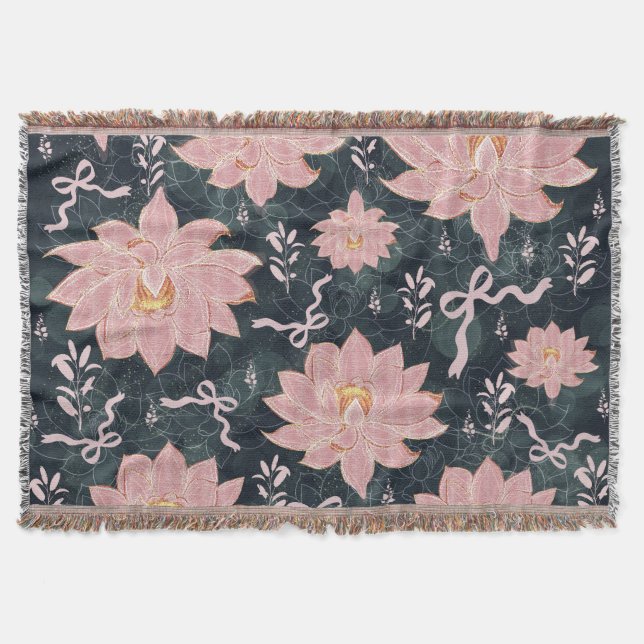 Magic florals with glitter design  throw blanket (Front)