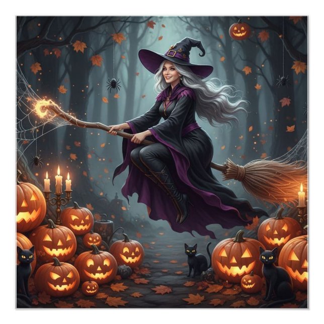 Magic flying witch photo print (Front)