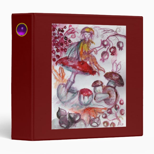 MAGIC FOLLET OF MUSHROOMS Fantasy Red White Recipe Binder (Front/Spine)