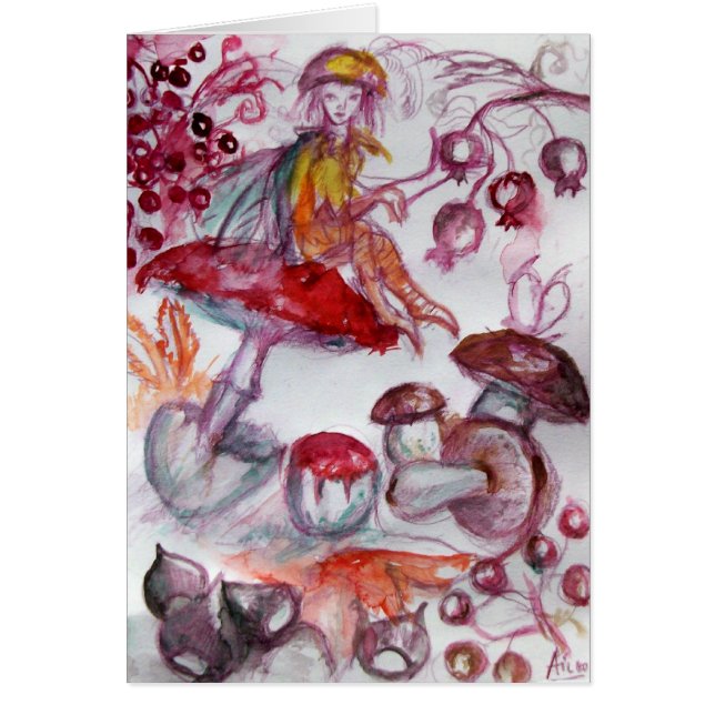 MAGIC FOLLET OF MUSHROOMS Red White Floral Fantasy (Front)