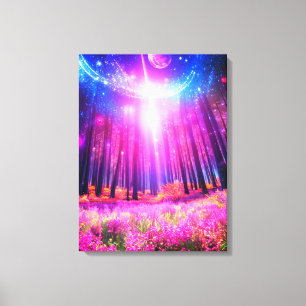 Magic forest and space lights canvas print