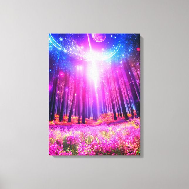 Magic forest and space lights  canvas print (Front)