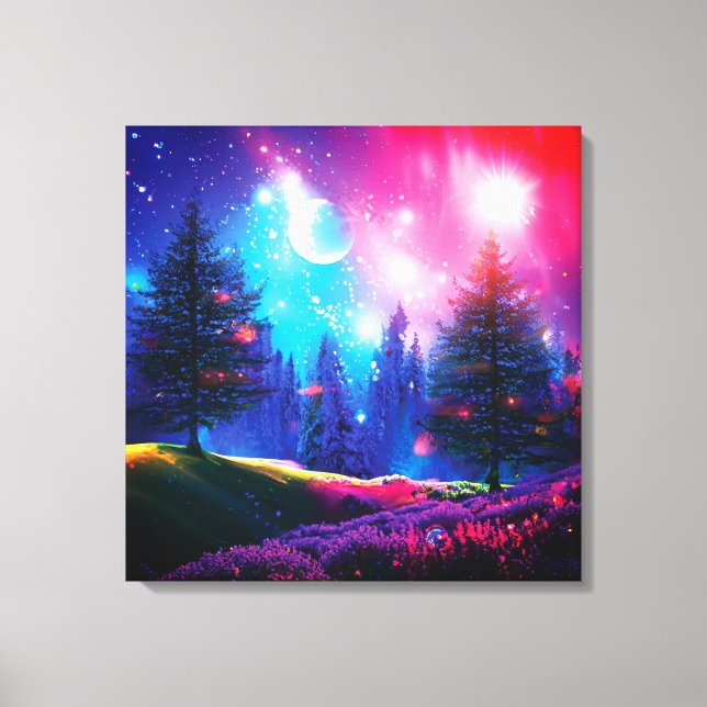 Magic forest at night canvas print (Front)