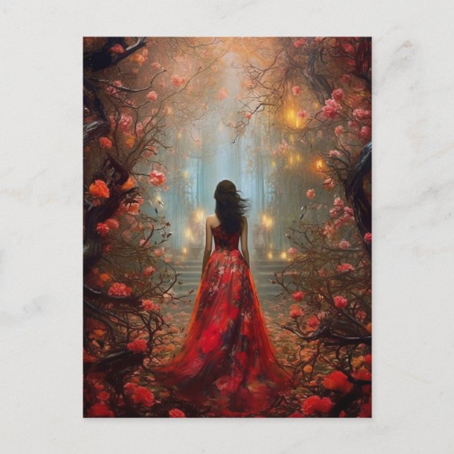 Magic Forest Girl Imaginaire Art Carte postale (Devant)