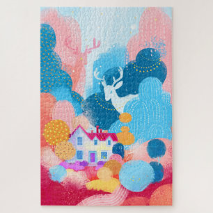 Magic Garden, Cute Deer and a Tiny Duck Jigsaw Puzzle