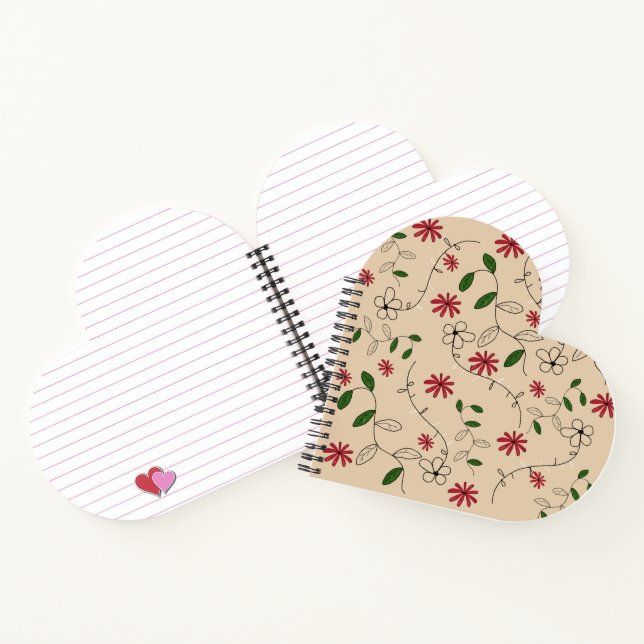 Magic Garden Flower Pattern Heart Shaped  Notebook (Inside)