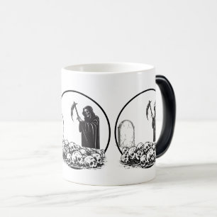 Magic Gothic Grim Reaper and Skulls Ceramic Coffee Mug
