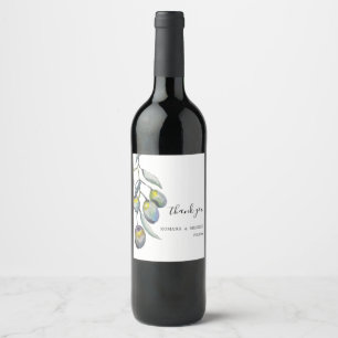 Magic Green Blue Olive Watercolor Hand-painted Wine Label