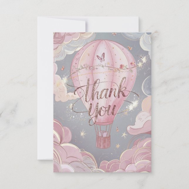 Magic Greeting Hot Air Balloon  Thank You Card (Front)