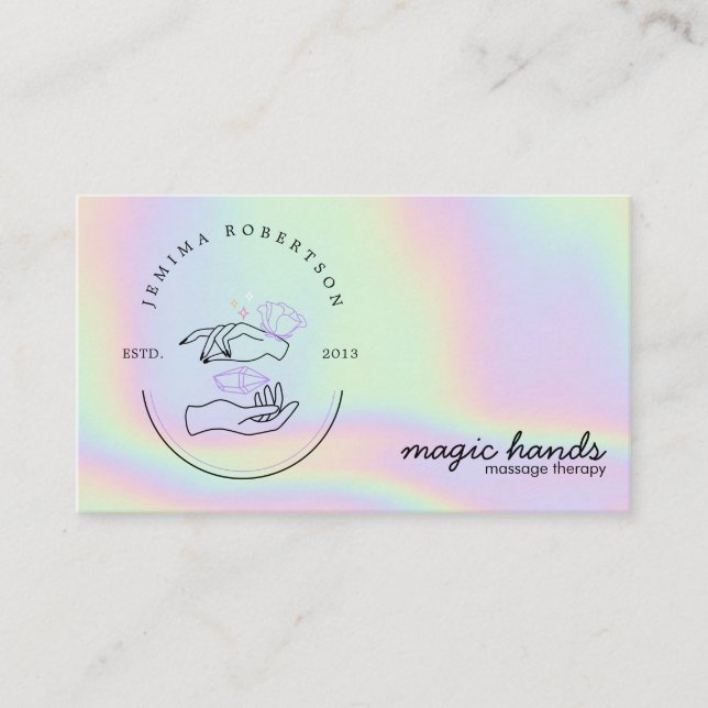 Magic Hands Massage Therapist Esoteric Business Ca Business Card (Front)