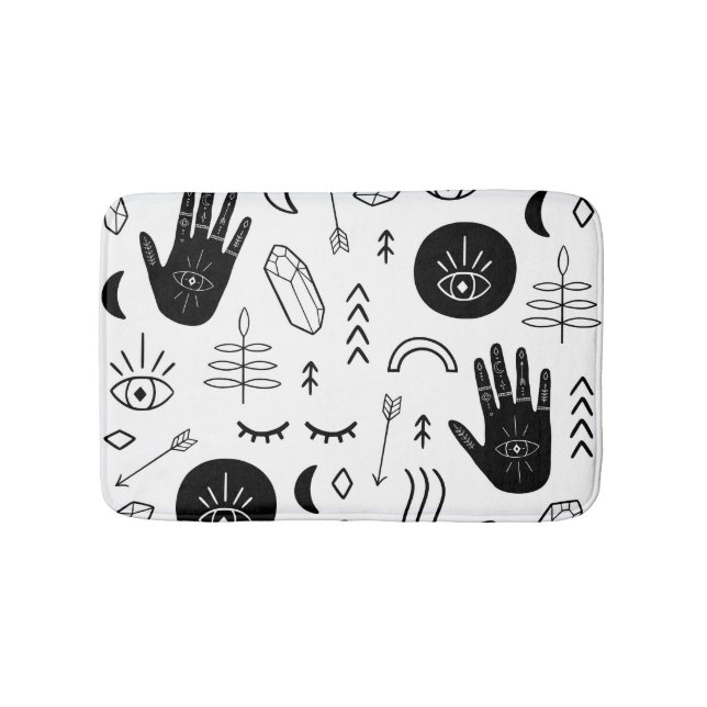 Magic hands, moon, ethnic pattern. bath mat (Front)