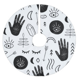 Magic hands, moon, ethnic pattern. brushed polyester tree skirt