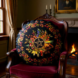 Magic Harvest with Pentagram Round Pillow