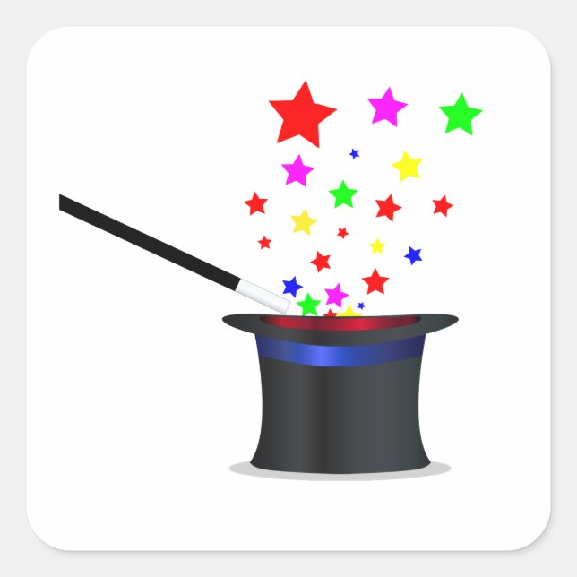 Magic Hat And Wand Square Sticker (Front)