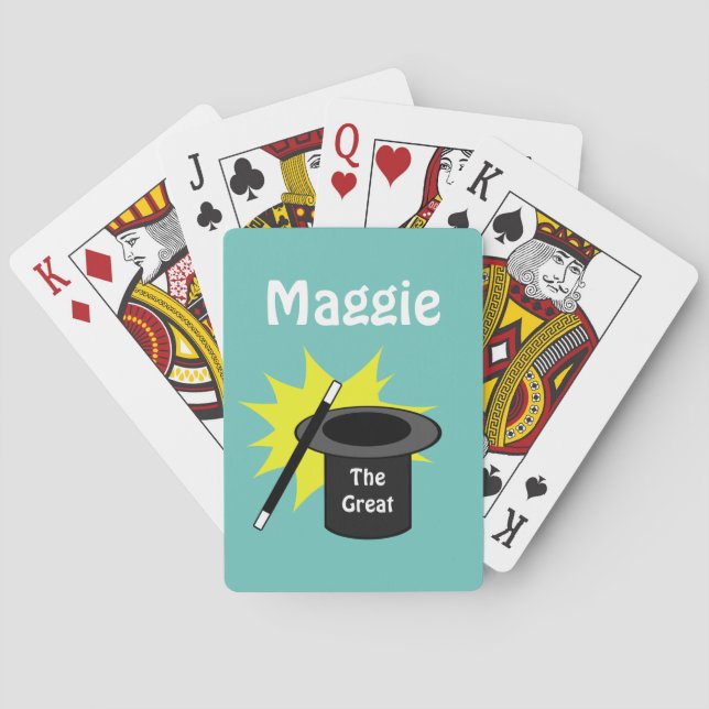Magic Hat Teal Personalized Playing Cards (Back)