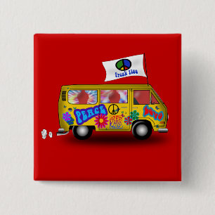 Magic Hippie Van 2 Inch Square Button