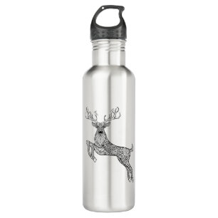 Magic Horned Deer With Birds Doodle 710 Ml Water Bottle