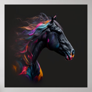 Magic Horse, Abstract Colors , Art Print Wall