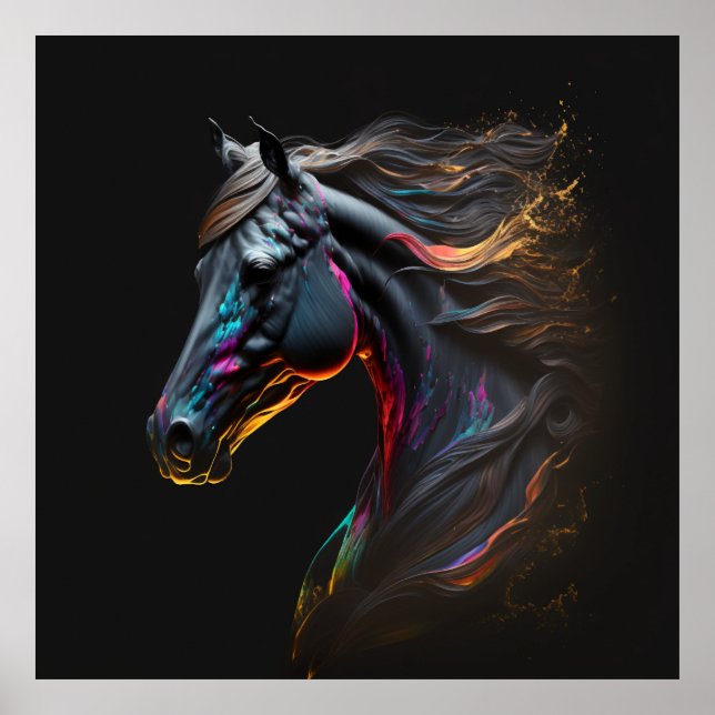 Magic Horse, Abstract Colours , Art Print Wall (Front)