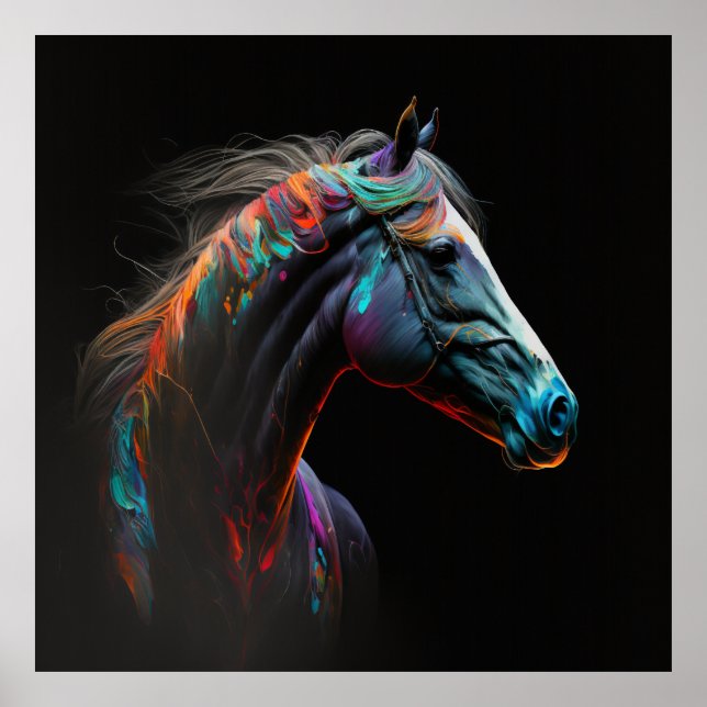 Magic Horse, Abstract Colours , Art Print Wall (Front)