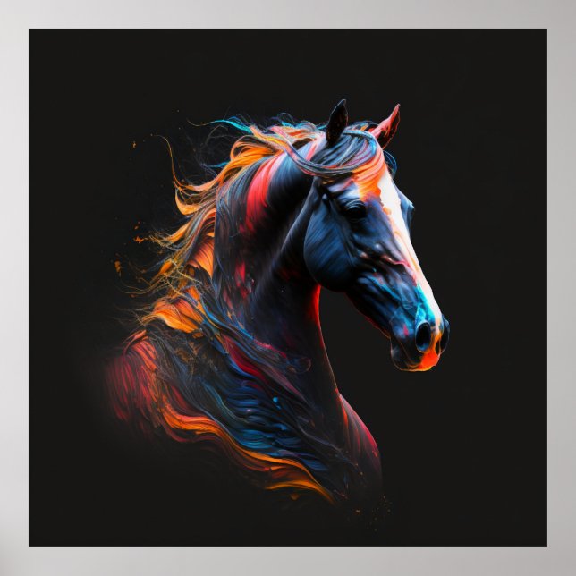 Magic Horse, Abstract Colours , Art Print Wall (Front)