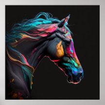 Magic Horse, Abstract Colours , Art Print Wall