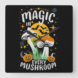Magic in Every Mushroom! Square Wall Clock