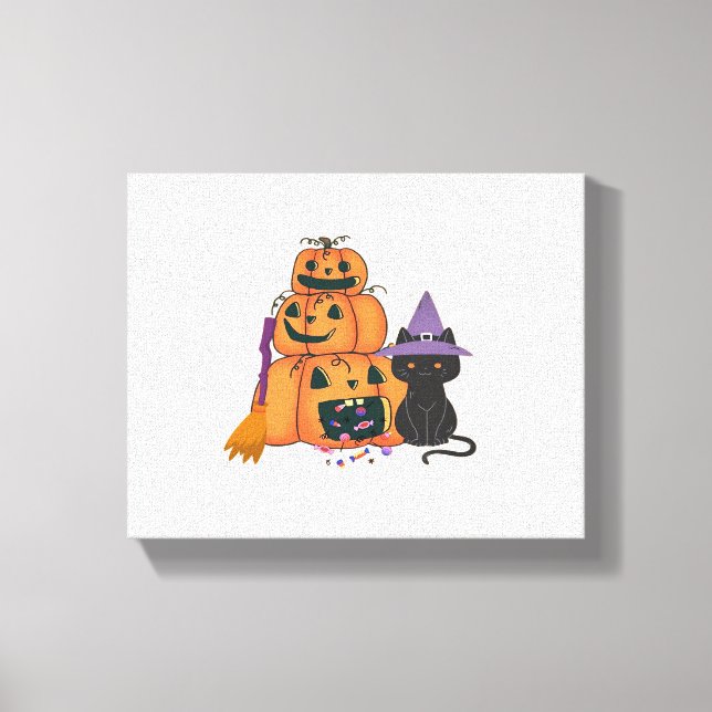 Magic in My Paws – Halloween Cat Design Classic T- Canvas Print (Front)