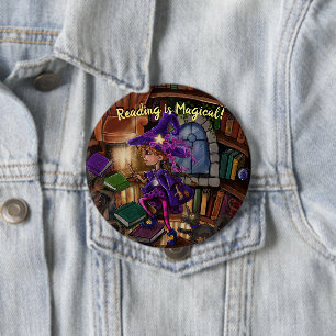 Magic In the Library 'Reading is Magical' 4 Inch Round Button
