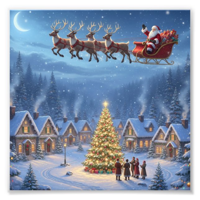 Magic in the Midnight Sky-Christmas Village Print (Front)
