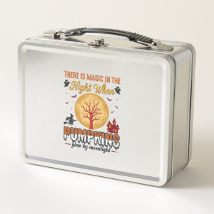 Magic in the Night Halloween Pumpkins Vintage Desi Metal Lunch Box