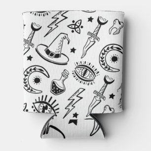 Magic Ink Drawing Seamless Pattern Can Cooler