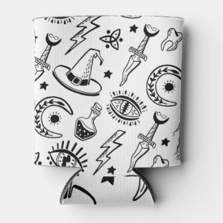Magic Ink Drawing Seamless Pattern Can Cooler