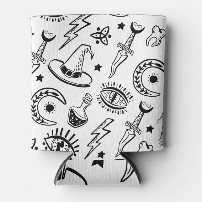 Magic Ink Drawing Seamless Pattern Can Cooler (Front)